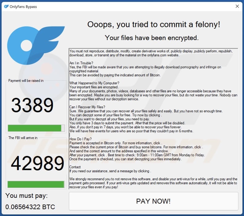 OnlyFans ransomware ransom note