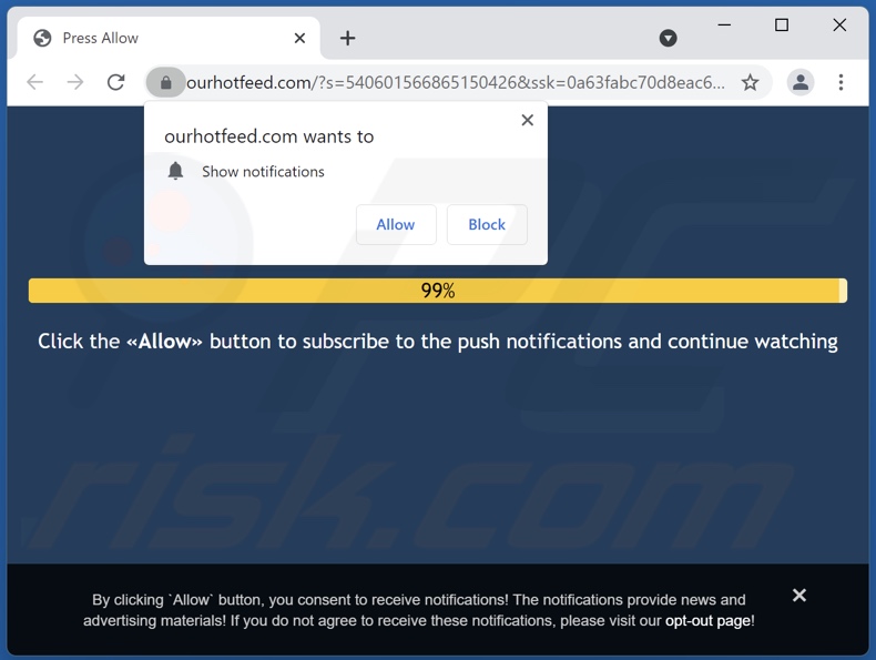 ourhotfeed[.]com pop-up redirects