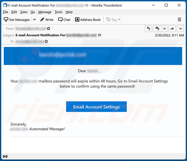 Password expiration-themed spam email (2022-04-01 - sample 1)