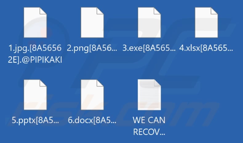 Files encrypted by Pipikaki ransomware (.@PIPIKAKI extension)
