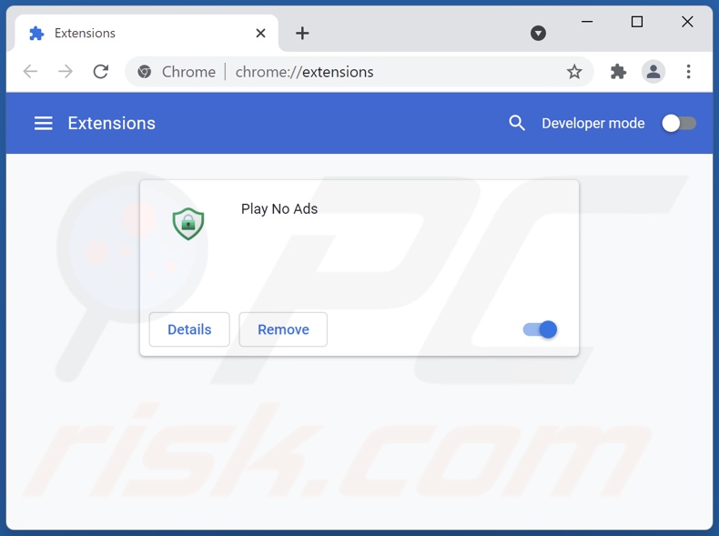 Removing Play No Ads ads from Google Chrome step 2