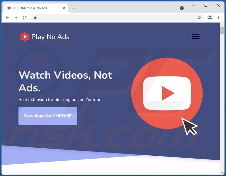 Website promoting Play No Ads adware