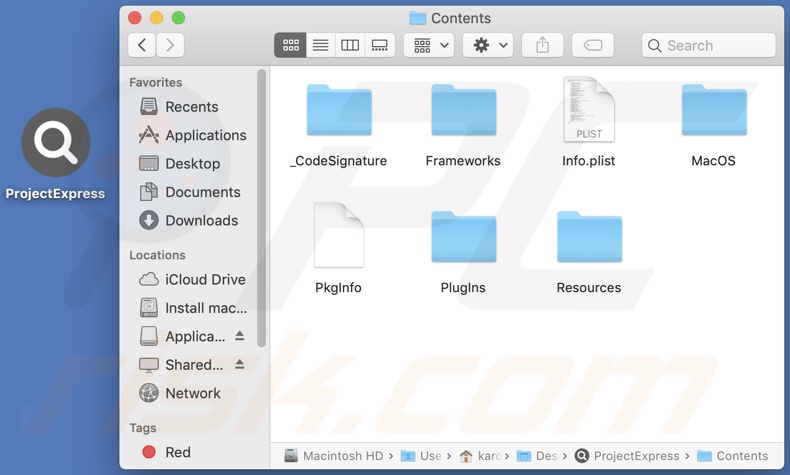 ProjectExpress adware install folder