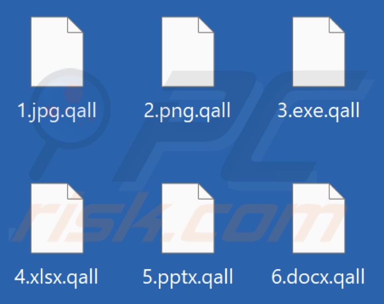 Files encrypted by Qall ransomware (.qall extension)