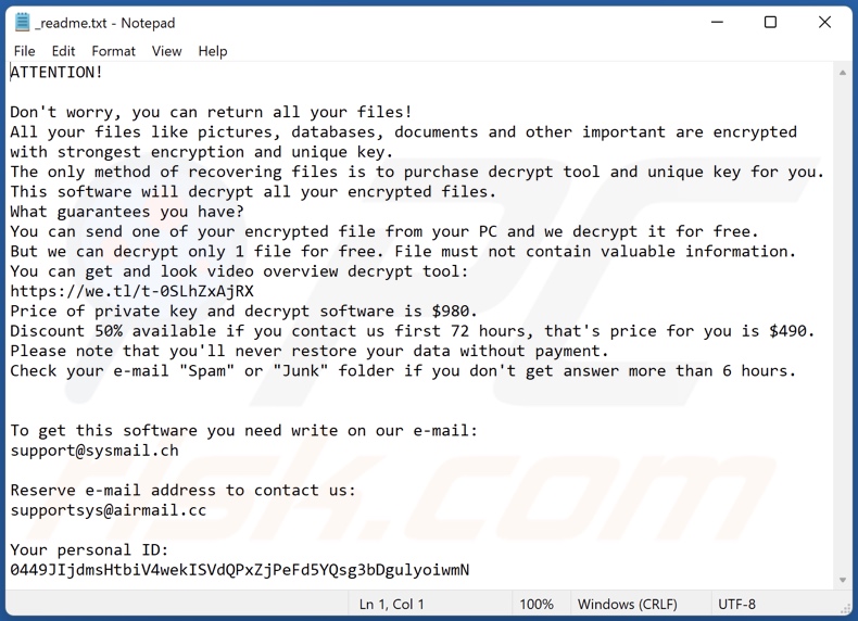 Qall ransomware text file (_readme.txt)