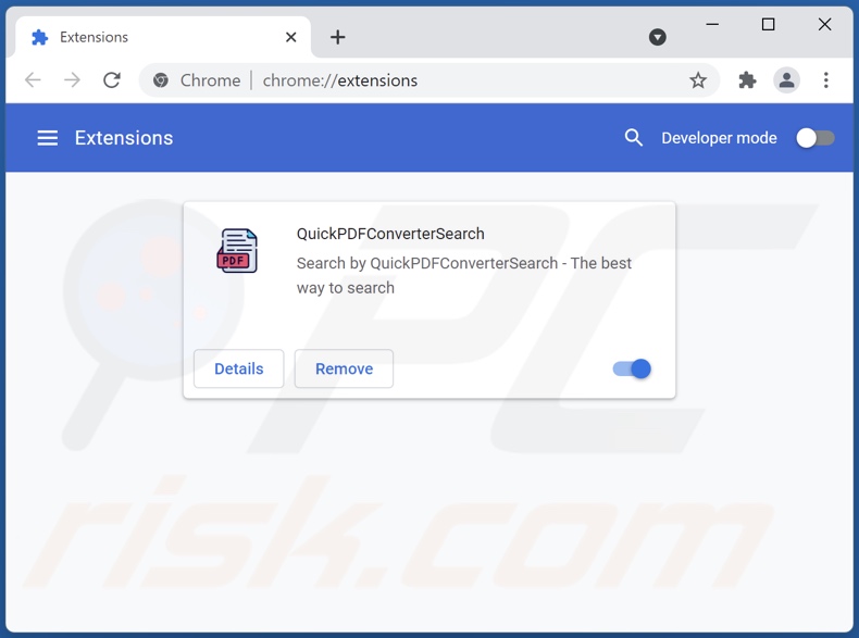 Removing quickpdfconvertersearch.com related Google Chrome extensions