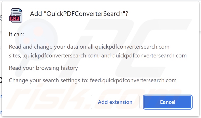 QuickPDFConverterSearch browser hijacker asking for permissions