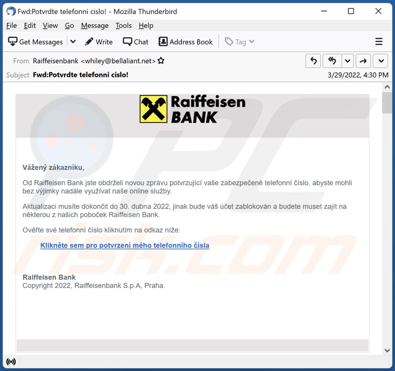 Raiffeisen Bank email scam
