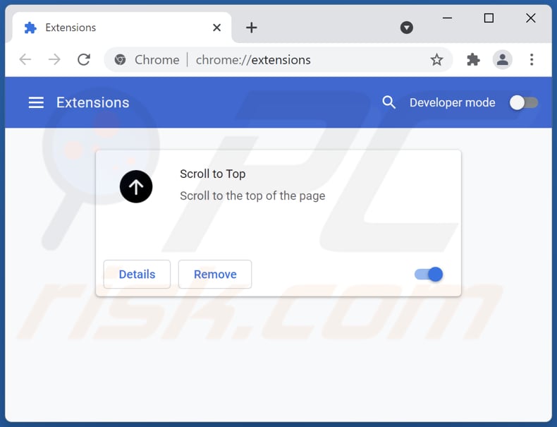 Removing Scroll to Top adware from Google Chrome step 2