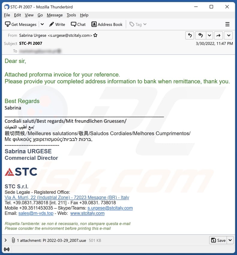 STC email spam campaign