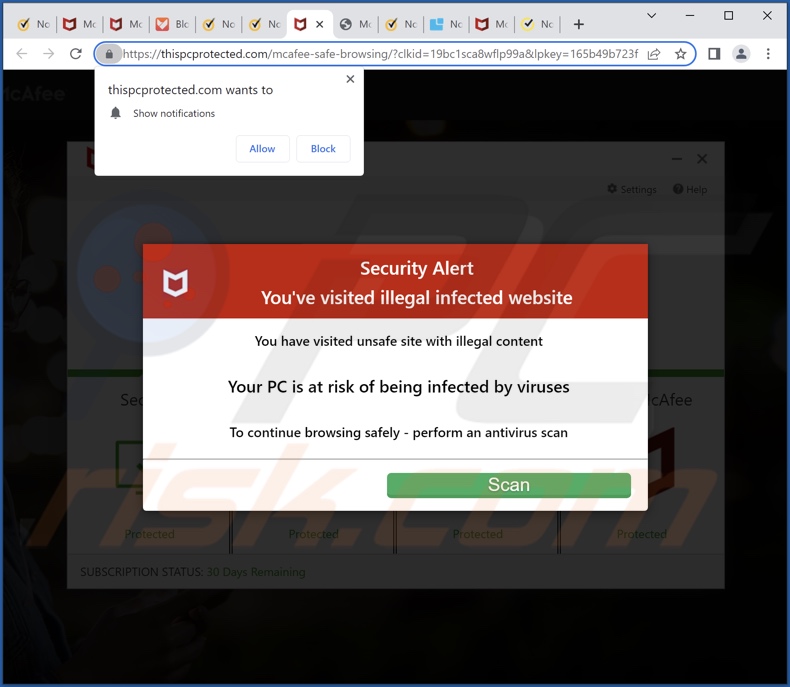 thispcprotected[.]com pop-up redirects