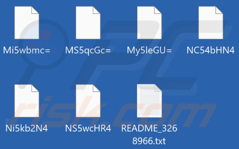 Files encrypted by TomyBank ransomware (files are renamed with a random character string)