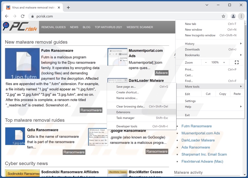 Removing Toon Explorer  ads from Google Chrome step 1