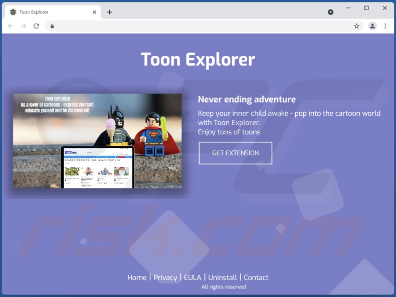 Website promoting Toon Explorer adware