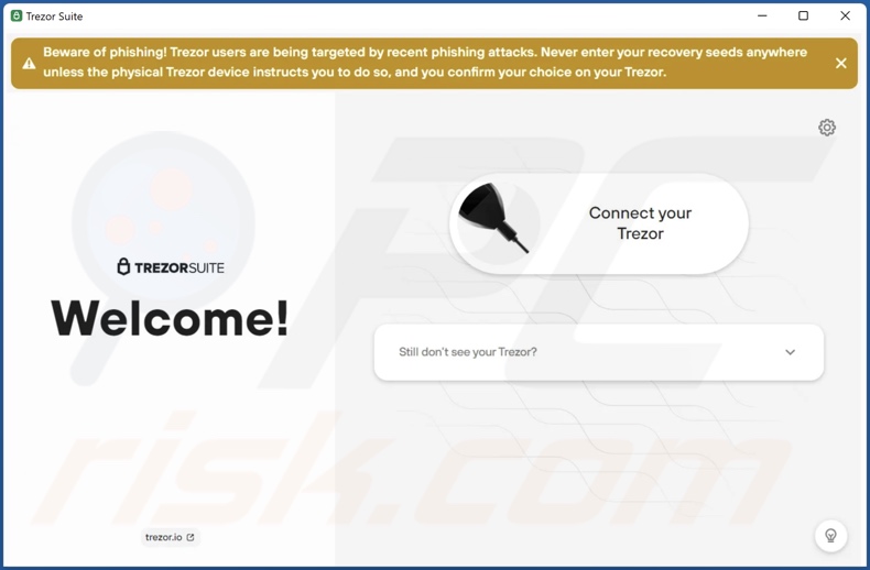 Appearance of the fake Trezor application