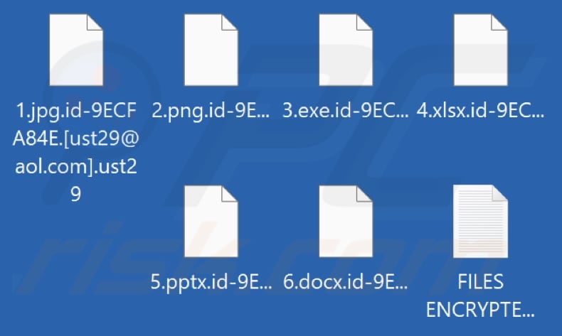 Files encrypted by Ust29 ransomware (.ust29 extension)