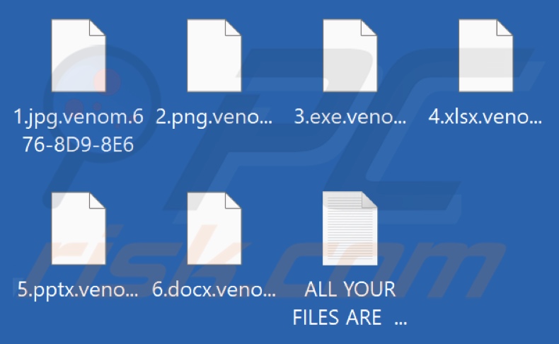 Files encrypted by Venom ransomware (.venom.[victim's_ID] extension)