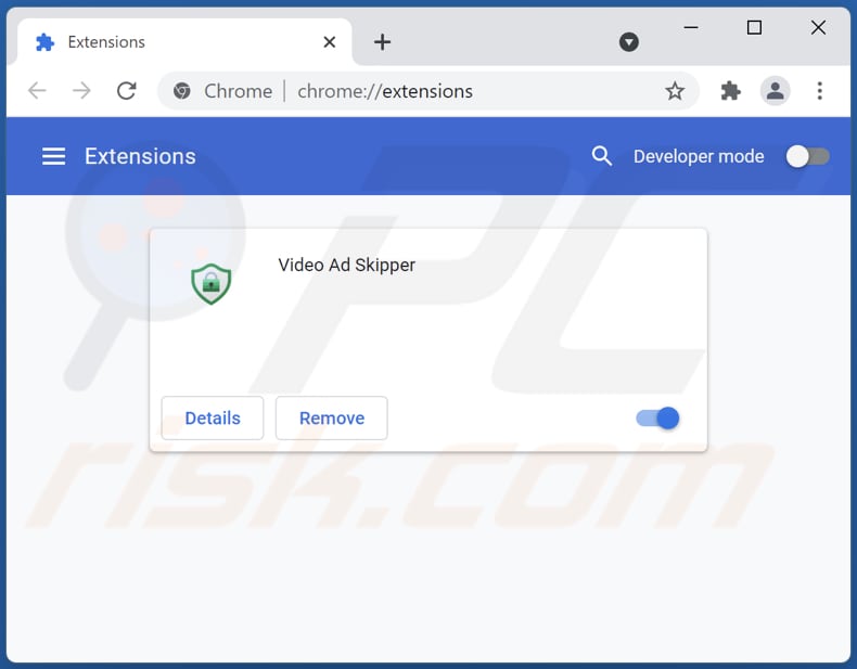 Removing Video Ad Skipper adware from Google Chrome step 2