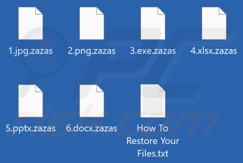 Files encrypted by Zazas ransomware (.zazas extension)