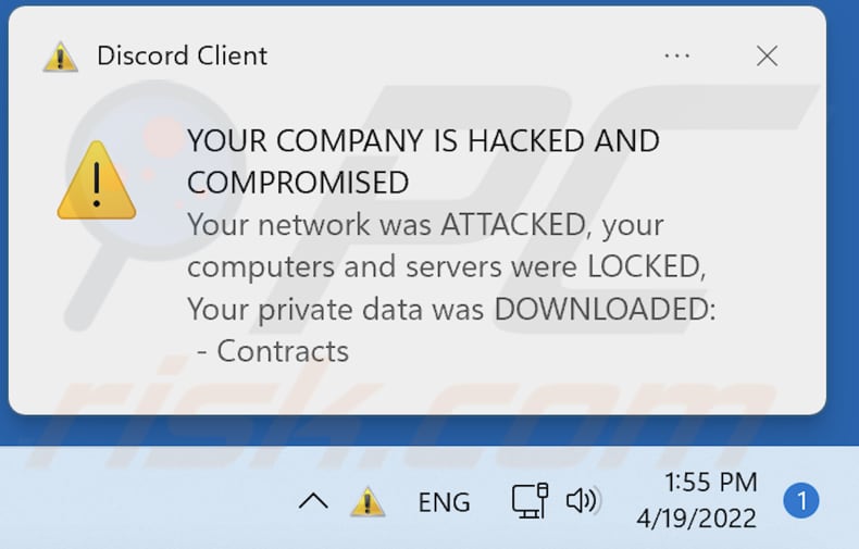 zorn ransomware windows notification