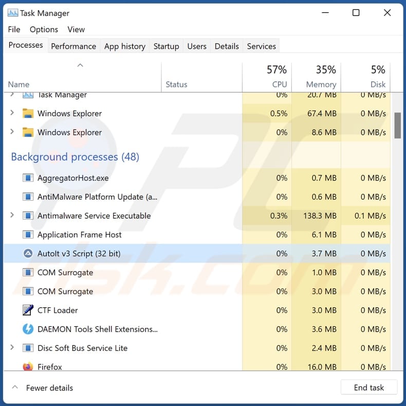 3ex2bjt2aiqdjkpafeuwmbb4t6mhml384p clipper malware running as autolt v3 script in task manager