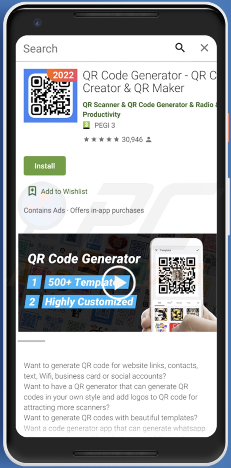 Anatsa trojan disguising as QR Code Generator - QR Code Creator & QR Maker