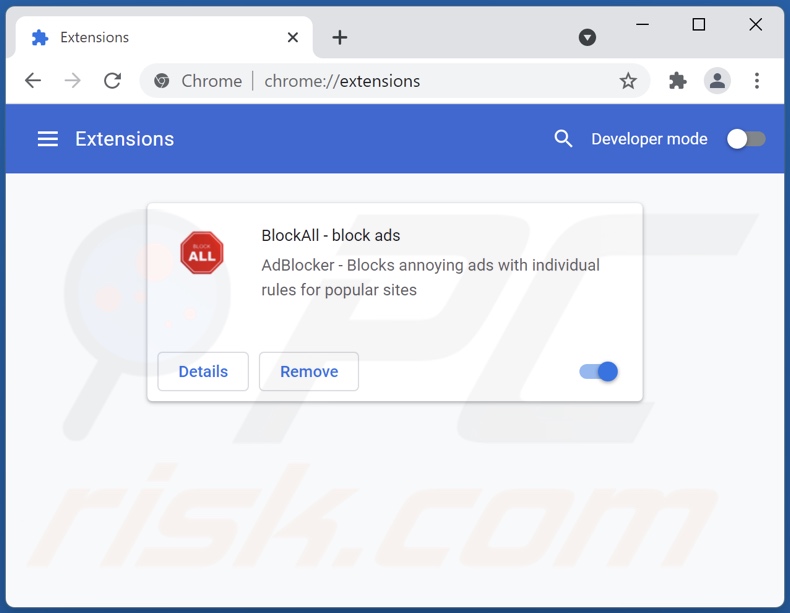 Removing BlockAll - block ads ads from Google Chrome step 2