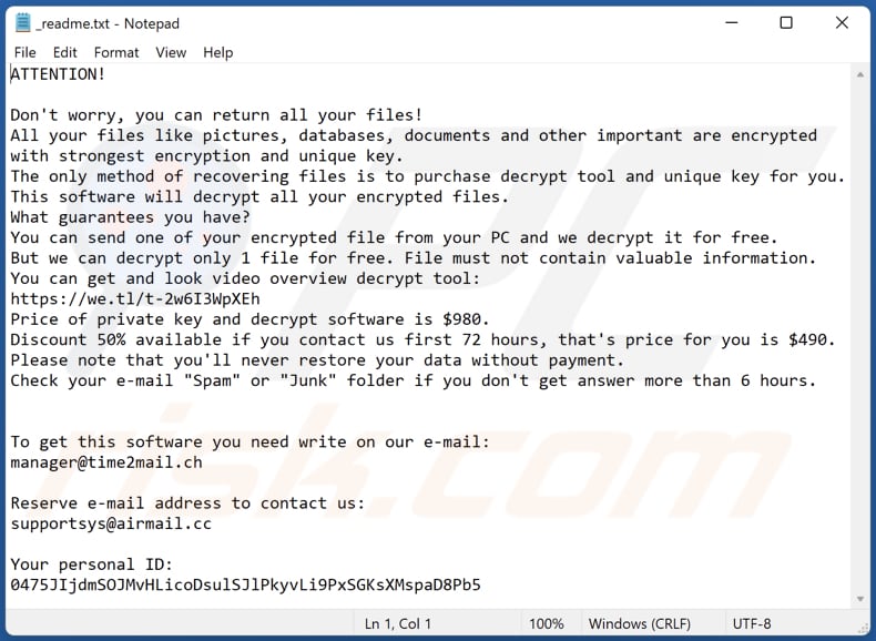 Byya ransomware text file (_readme.txt)