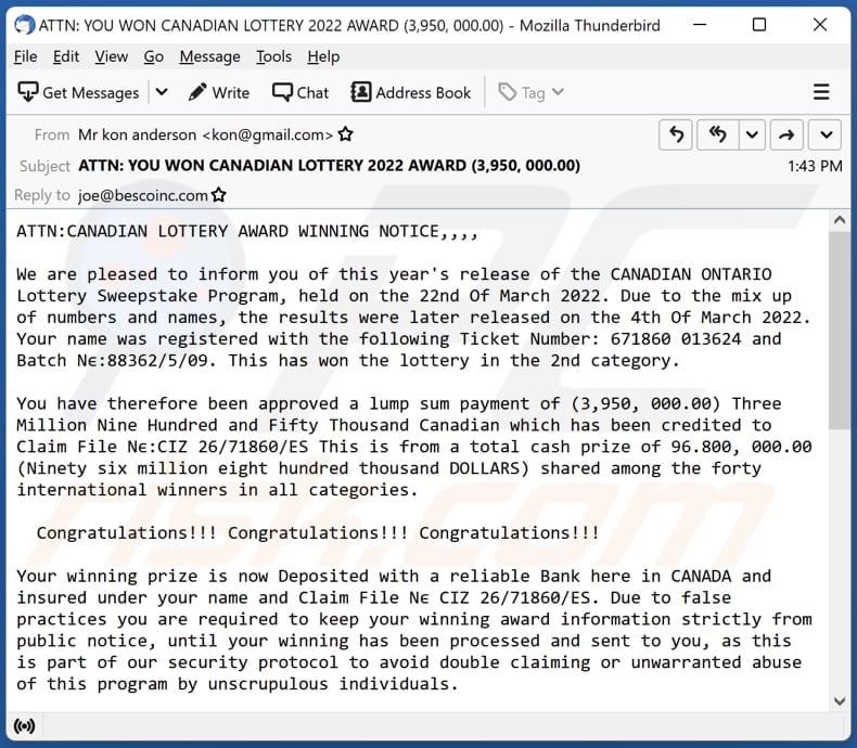 Canadian Lottery Email Scam Removal And Recovery Steps