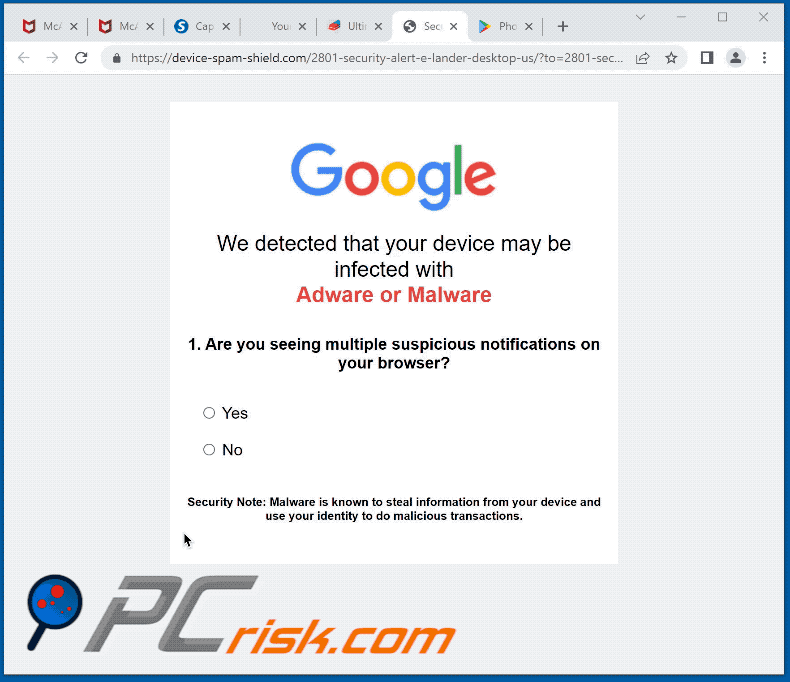 Appearance of Chrome is infected with Trojan:SLocker scam (GIF)