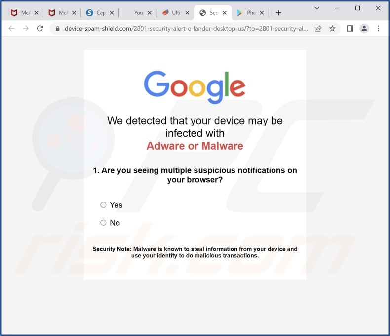 Chrome is infected with Trojan:SLocker scam