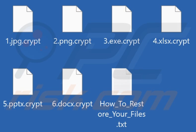 Files encrypted by Dark Angels Team ransomware (.crypt extension)
