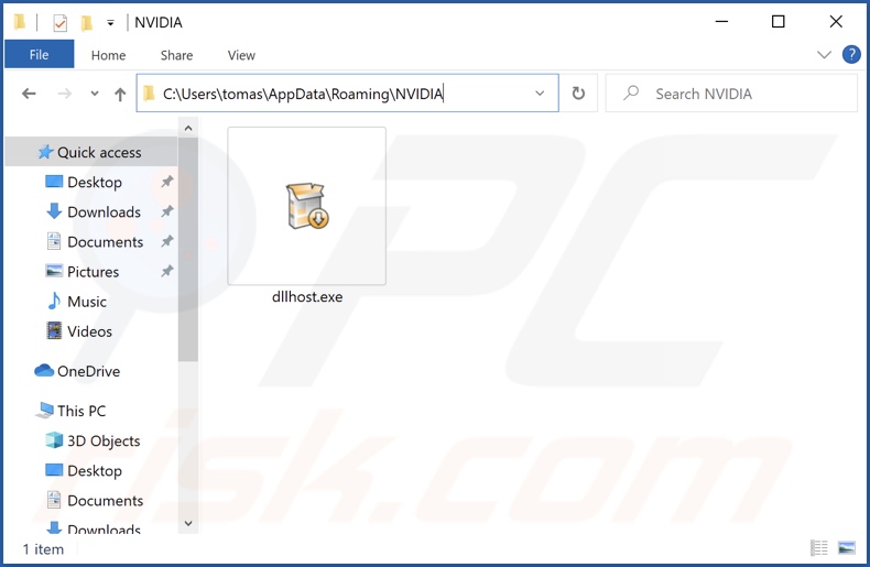 Dllhost.exe malware installation folder