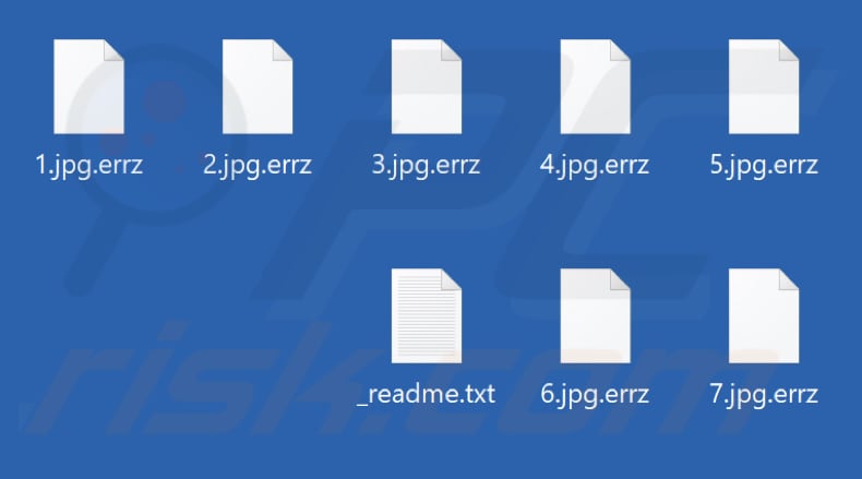 Files encrypted by Errz ransomware (.errz extension)
