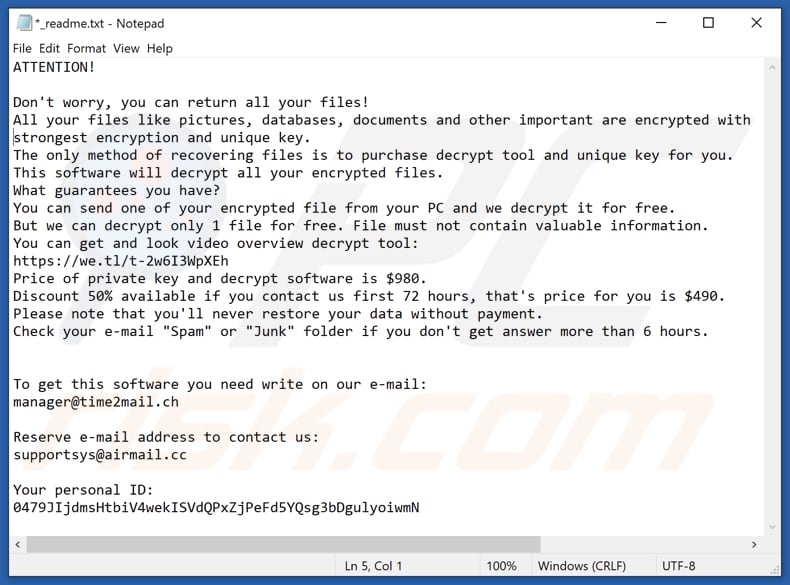 Errz ransomware text file (_readme.txt)