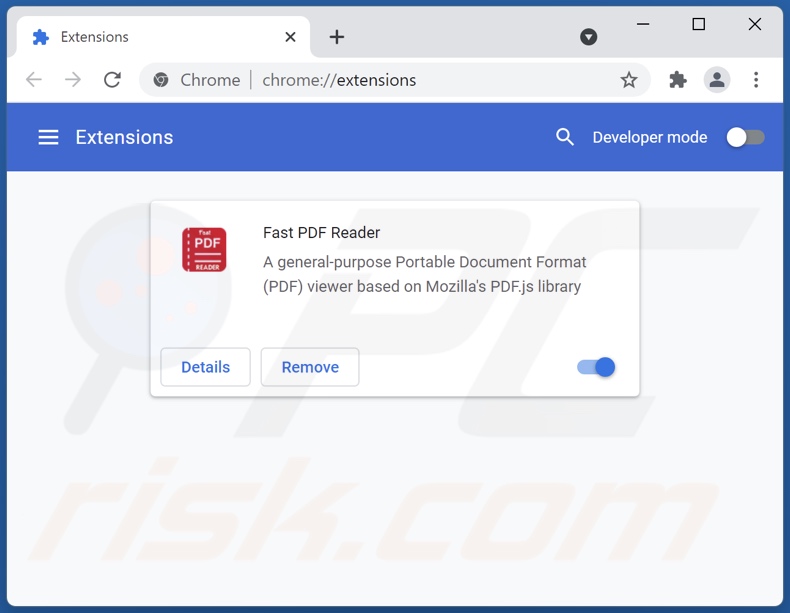 Removing Fast PDF Reader ads from Google Chrome step 2