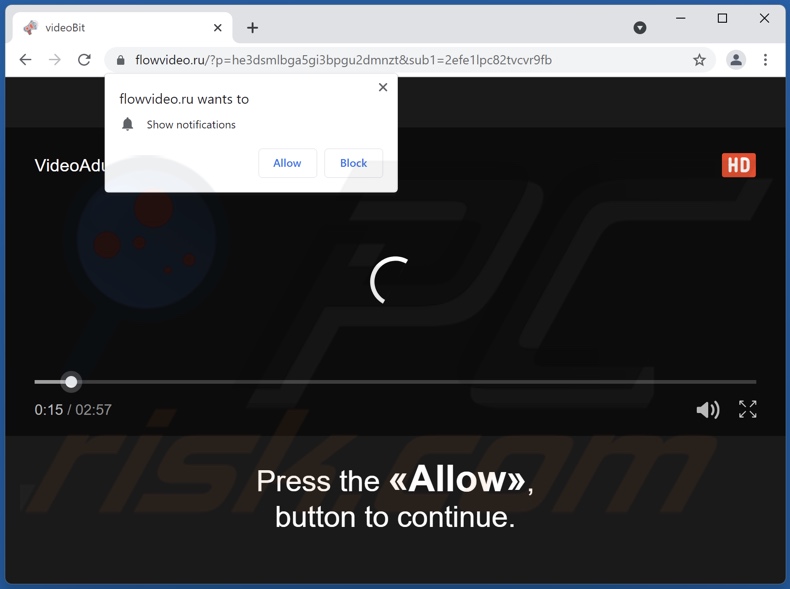 flowvideo[.]ru pop-up redirects