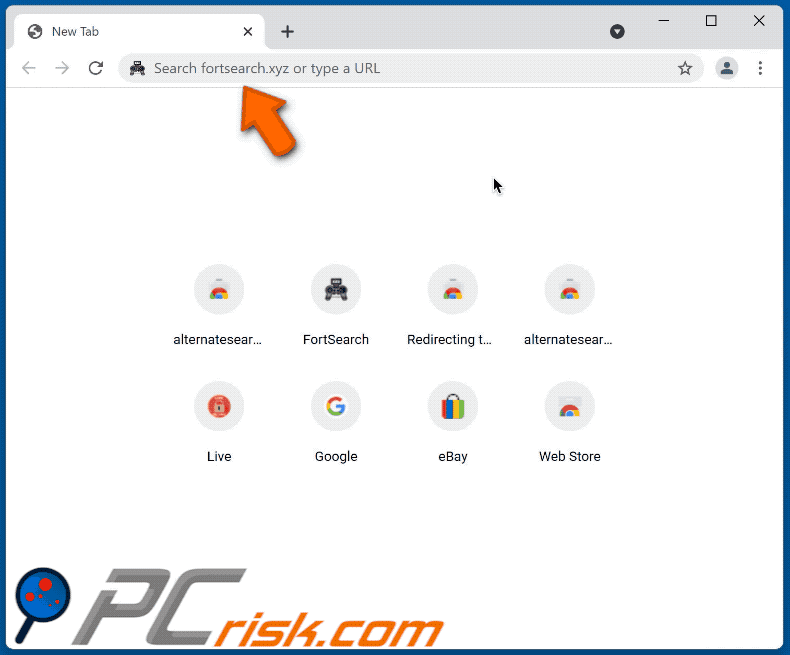 FortSearch browser hijacker redirecting to Bing (GIF)