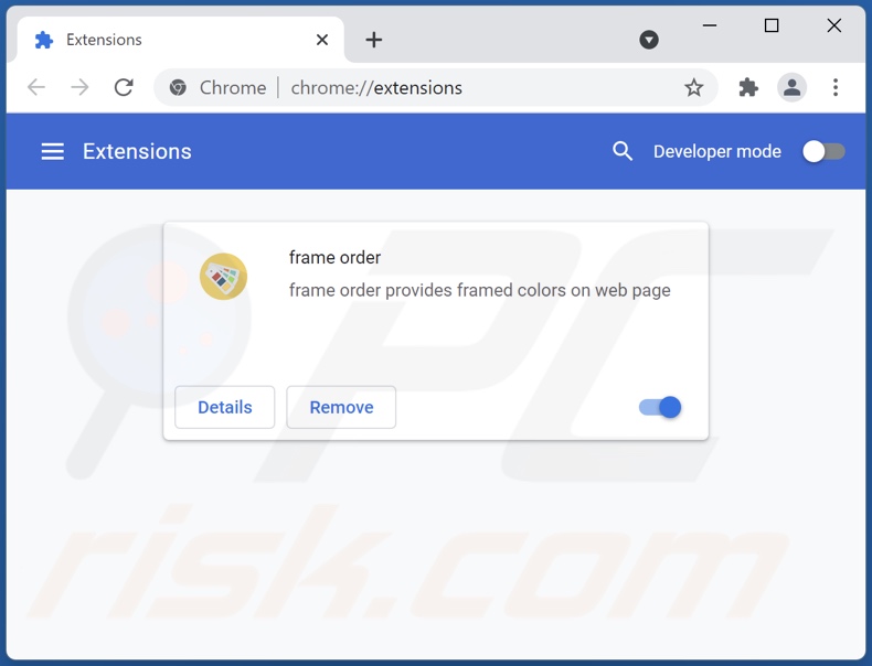 Removing frame order ads from Google Chrome step 2