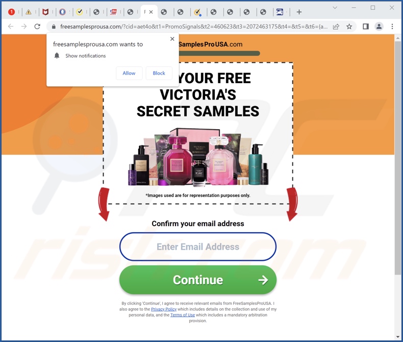 freesamplesprousa[.]com pop-up redirects