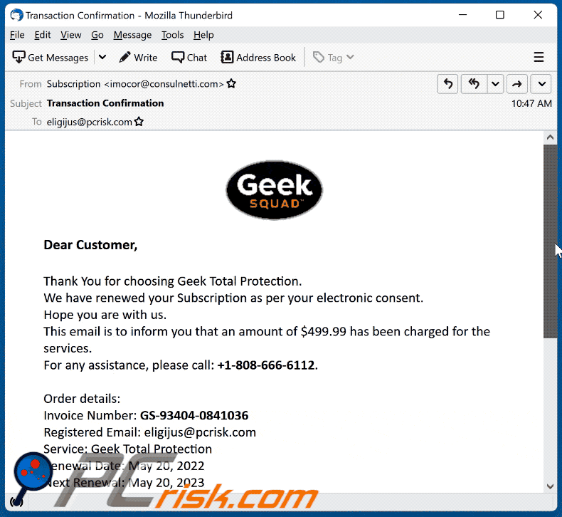 geek squad email scam appearance