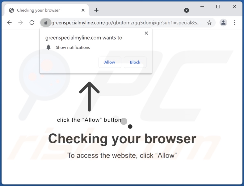 greenspecialmyline[.]com pop-up redirects