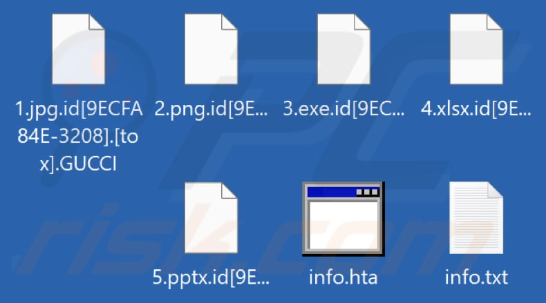 Files encrypted by GUCCI ransomware (.GUCCI extension)