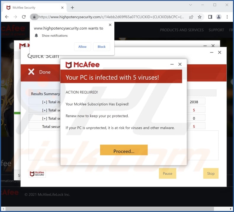 highpotencysecurity[.]com pop-up redirects
