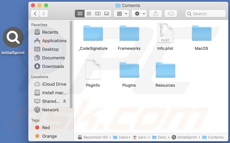 InitialSprint adware install folder