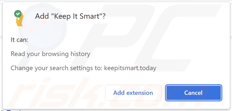 Keep It Smart browser hijacker asking for permissions