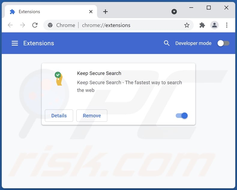 Removing keepsecuresearch.com related Google Chrome extensions