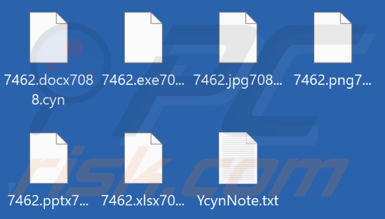 Files encrypted by Kekware ransomware ([random_string].[original_extension][random_string].cyn - renaming pattern)