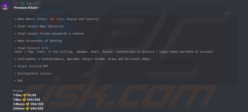 kuraystealer malware promoted on discord