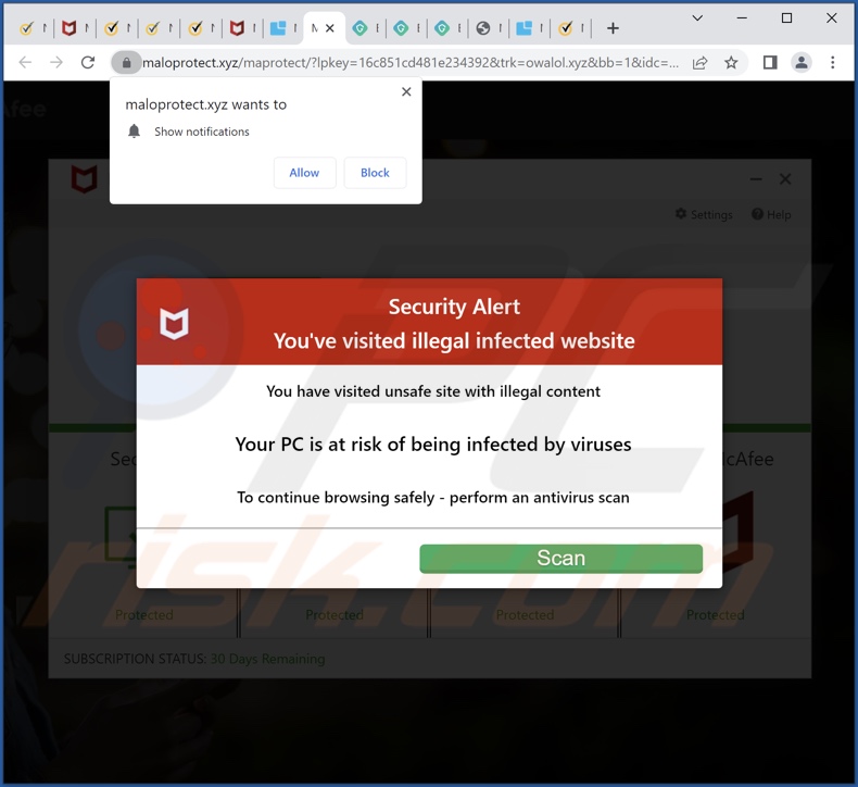 maloprotect[.]xyz pop-up redirects